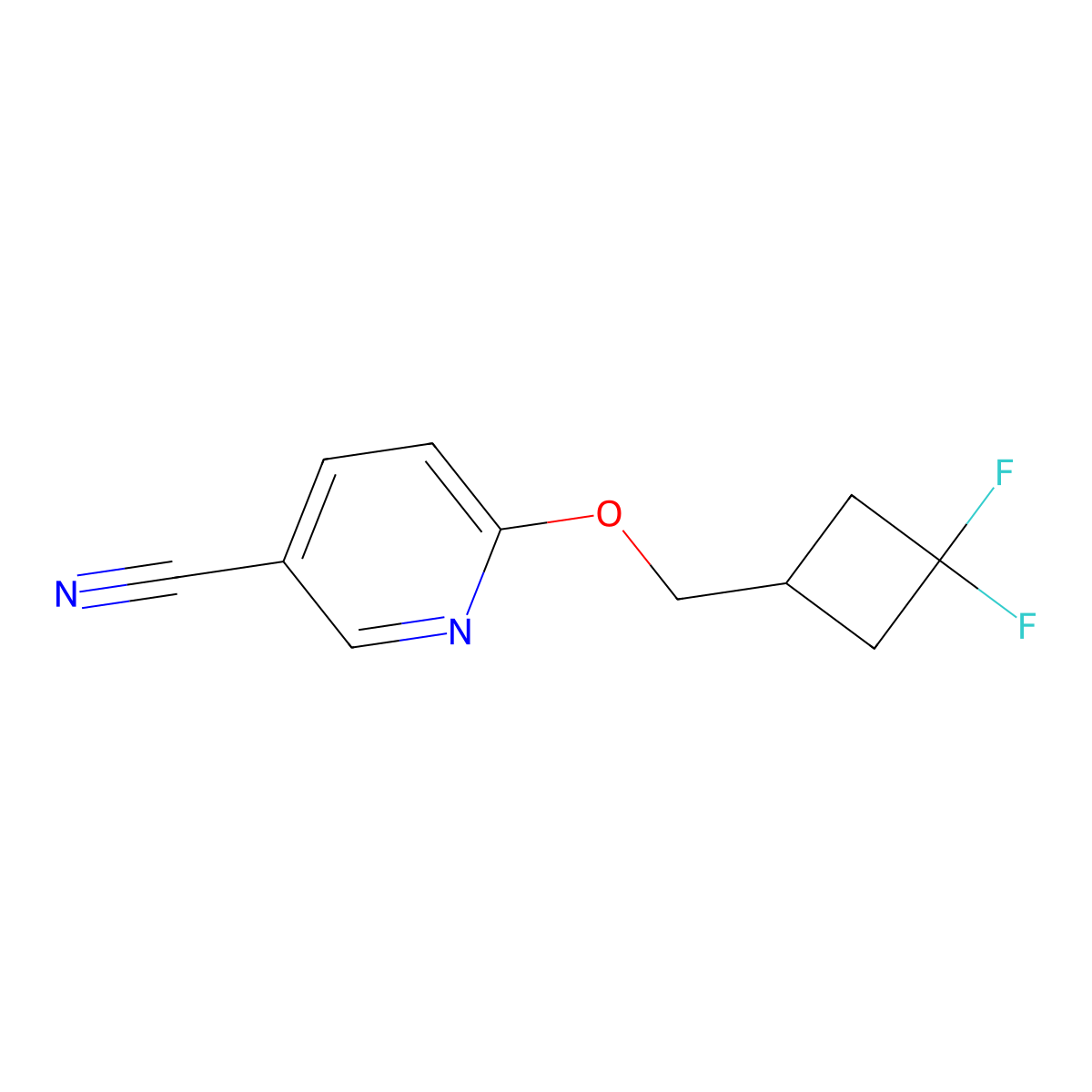 6-[(3,3-Difluorocyclobutyl)methoxy]pyridine-3-carbonitrile molecular structure, CAS 2197892-38-7