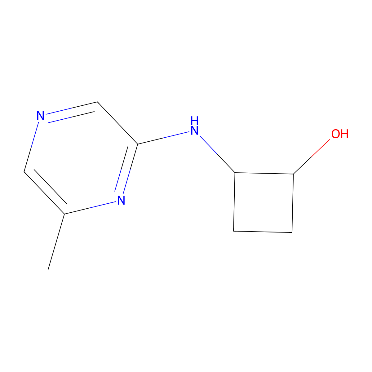 2-[(6-Methylpyrazin-2-yl)amino]cyclobutan-1-ol molecular structure, CAS 2197892-53-6