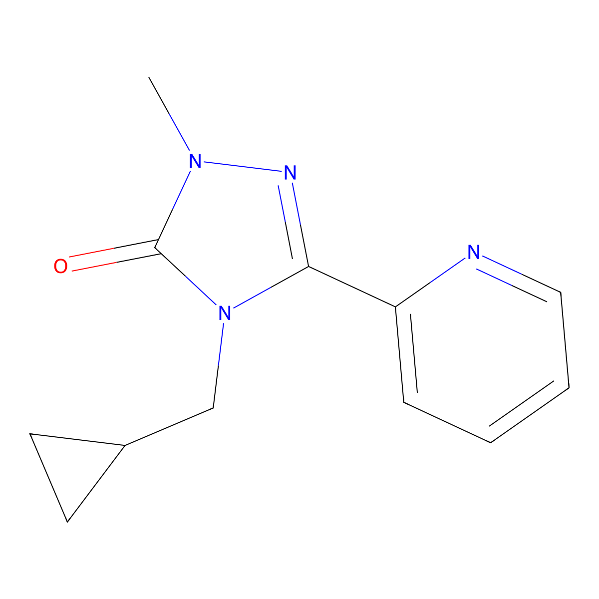 4-(cyclopropylmethyl)-1-methyl-3-(pyridin-2-yl)-4,5-dihydro-1H-1,2,4-triazol-5-one molecular structure, CAS 2197892-54-7