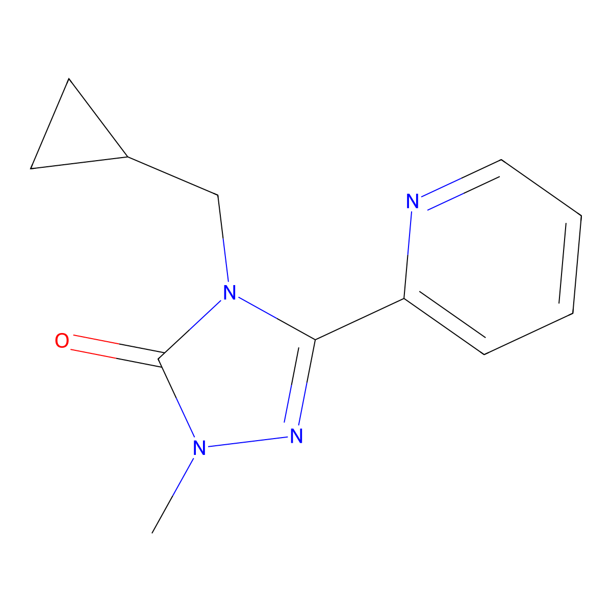4-(cyclopropylmethyl)-1-methyl-3-(pyridin-2-yl)-4,5-dihydro-1H-1,2,4-triazol-5-one molecular structure, CAS 2197892-54-7