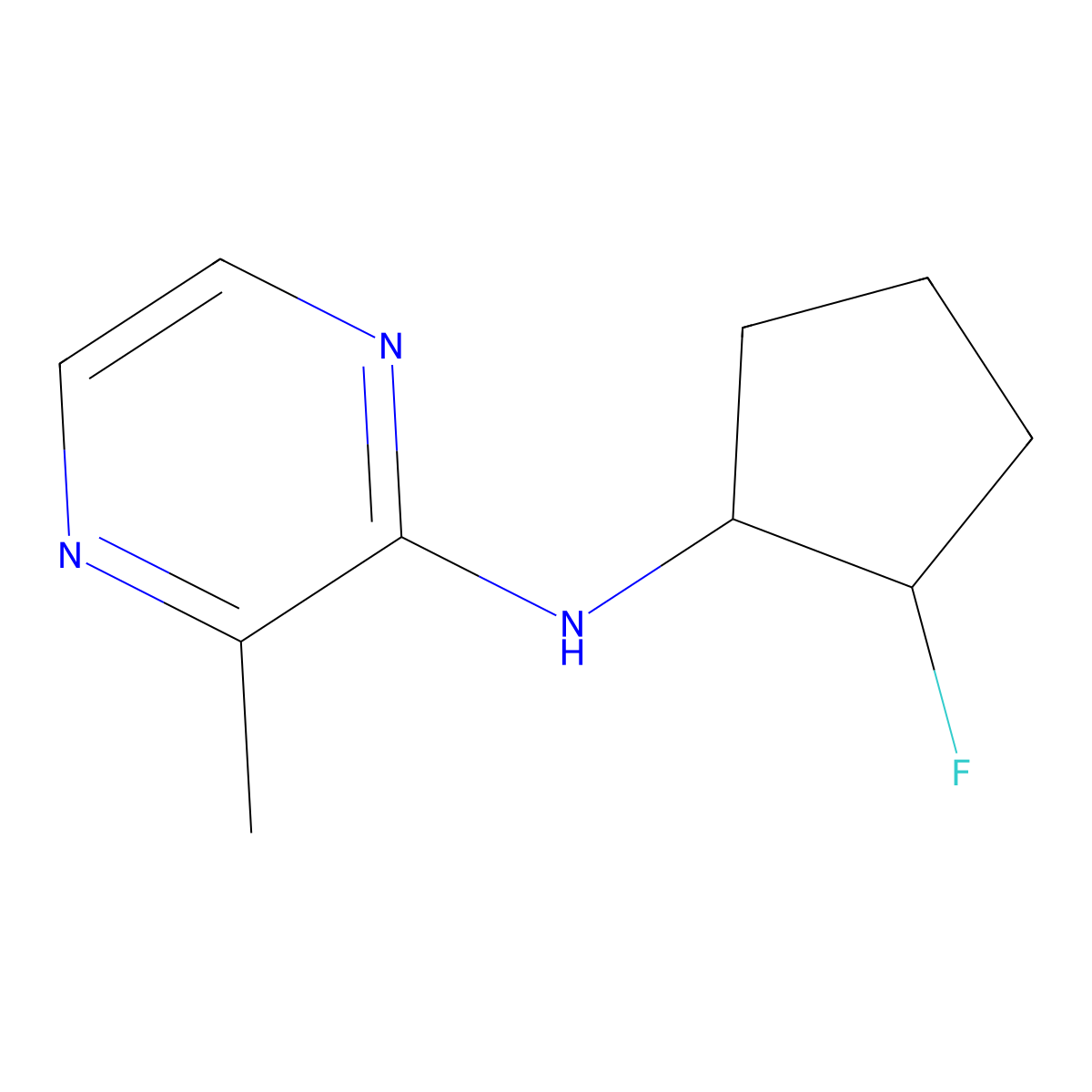 N-(2-fluorocyclopentyl)-3-methylpyrazin-2-amine molecular structure, CAS 2197892-60-5