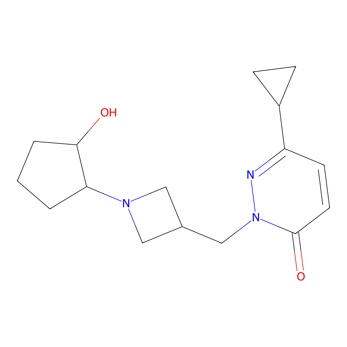 6-Cyclopropyl-2-{[1-(2-hydroxycyclopentyl)azetidin-3-yl]methyl}-2,3-dihydropyridazin-3-one molecular structure, CAS 2197893-34-6