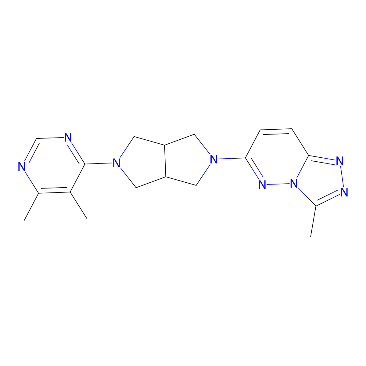 4,5-Dimethyl-6-(5-{3-methyl-[1,2,4]triazolo[4,3-b]pyridazin-6-yl}-octahydropyrrolo[3,4-c]pyrrol-2-yl)pyrimidine molecular structure, CAS 2197896-54-9