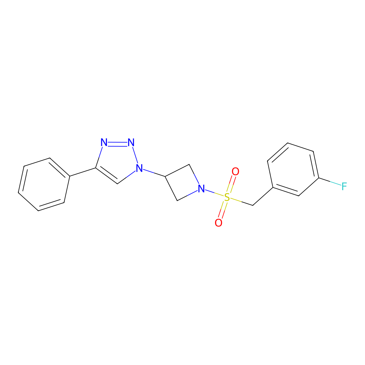 1-(1-((3-fluorobenzyl)sulfonyl)azetidin-3-yl)-4-phenyl-1H-1,2,3-triazole molecular structure, CAS 2197898-14-7