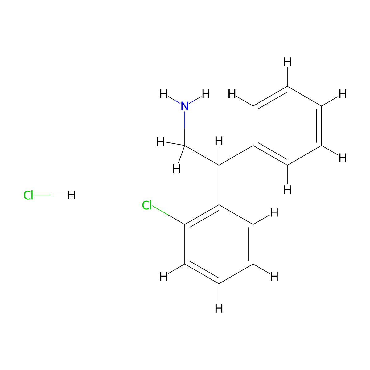 2-(2-Chlorophenyl)-2-phenylethan-1-amine hydrochloride molecular structure, CAS 21979-85-1