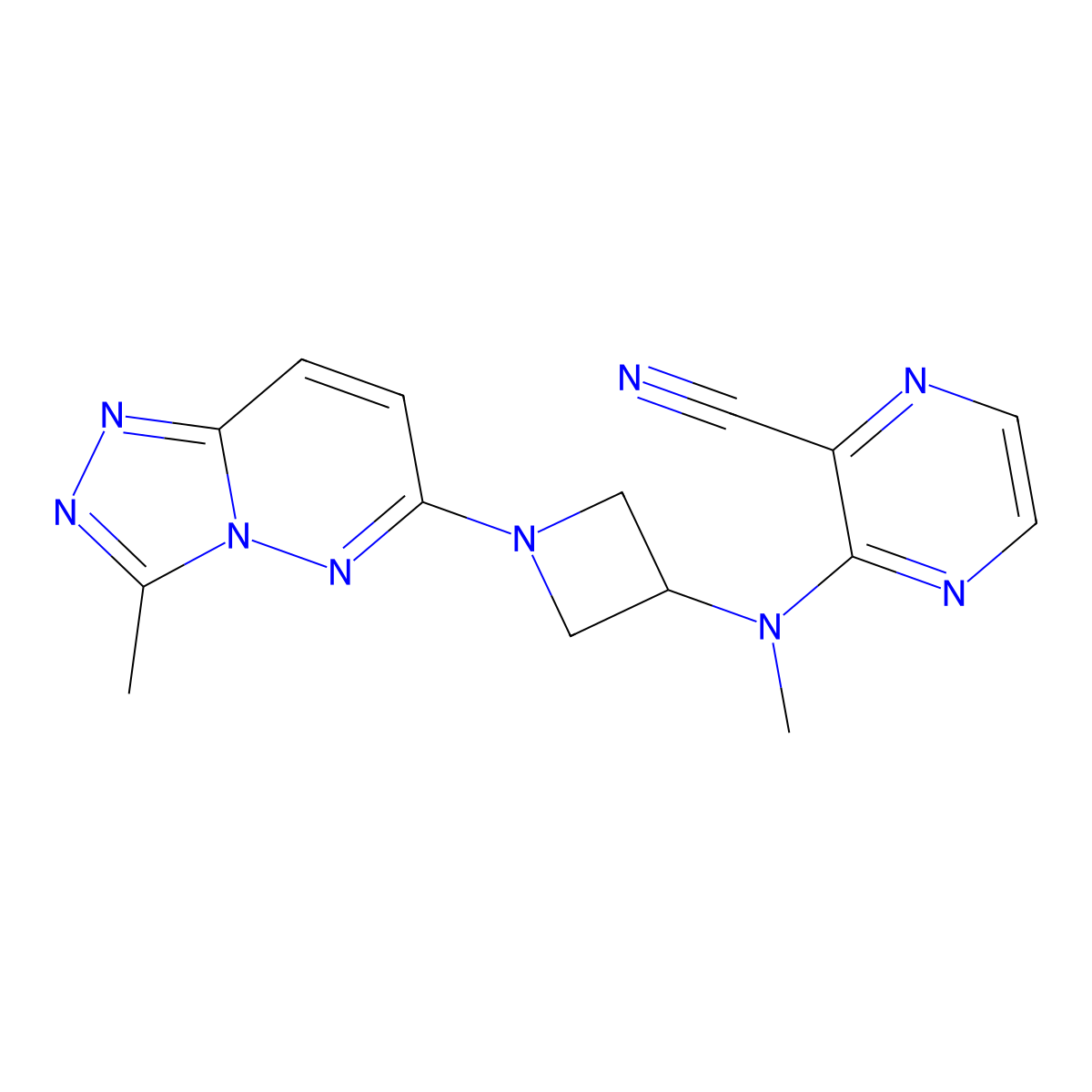3-[Methyl(1-{3-methyl-[1,2,4]triazolo[4,3-b]pyridazin-6-yl}azetidin-3-yl)amino]pyrazine-2-carbonitrile molecular structure, CAS 2197901-60-1