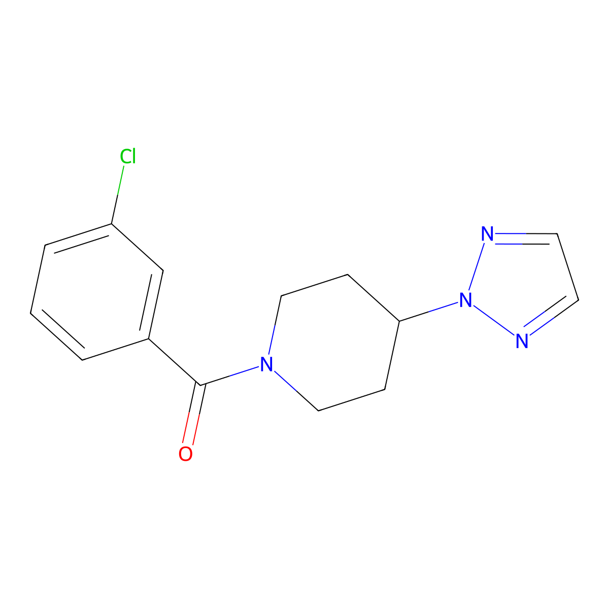 (4-(2H-1,2,3-triazol-2-yl)piperidin-1-yl)(3-chlorophenyl)methanone molecular structure, CAS 2197902-65-9