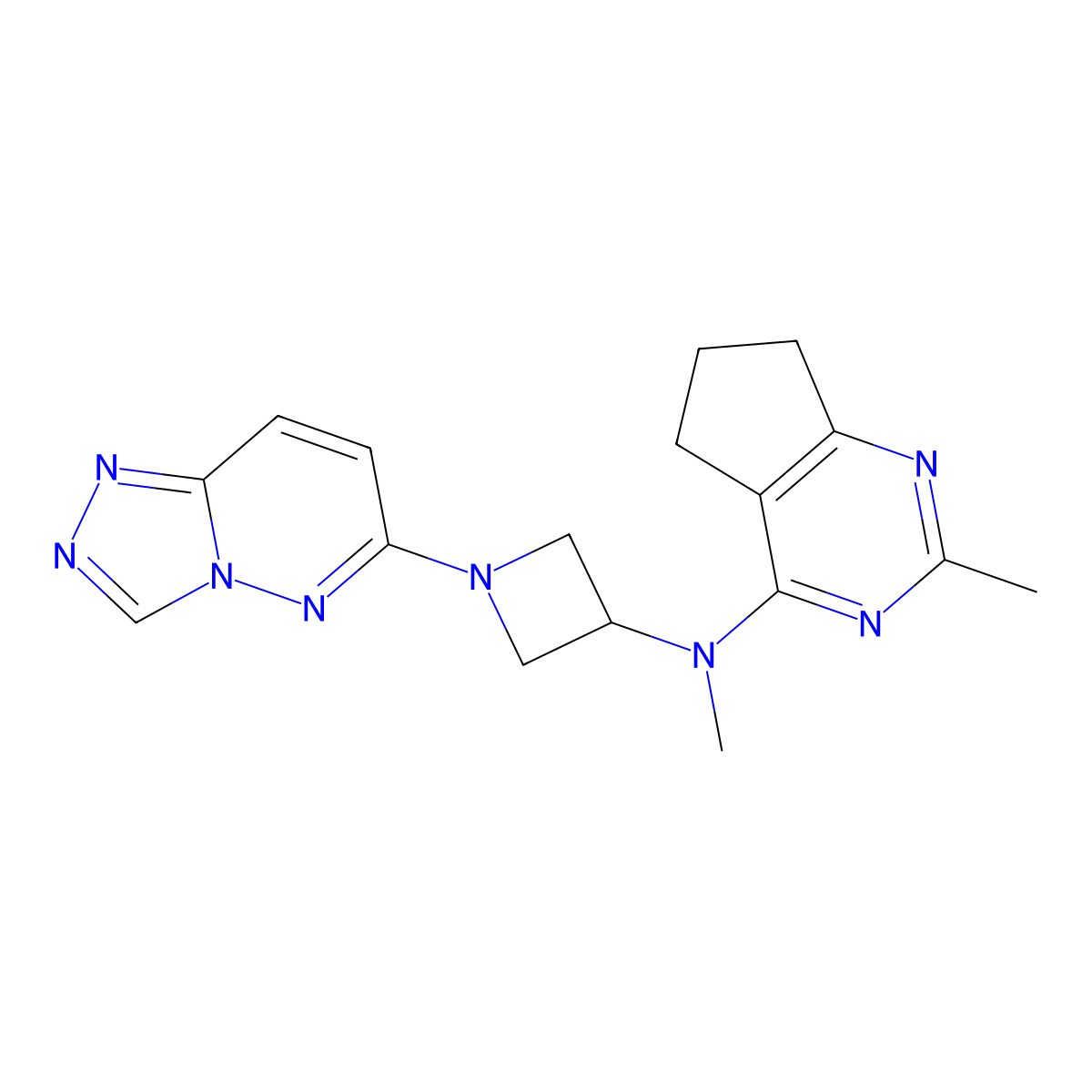 N-methyl-N-{2-methyl-5H,6H,7H-cyclopenta[d]pyrimidin-4-yl}-1-{[1,2,4]triazolo[4,3-b]pyridazin-6-yl}azetidin-3-amine molecular structure, CAS 2197903-39-0