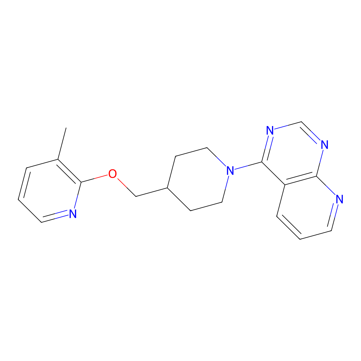 3-Methyl-2-[(1-{pyrido[2,3-d]pyrimidin-4-yl}piperidin-4-yl)methoxy]pyridine molecular structure, CAS 2197903-71-0