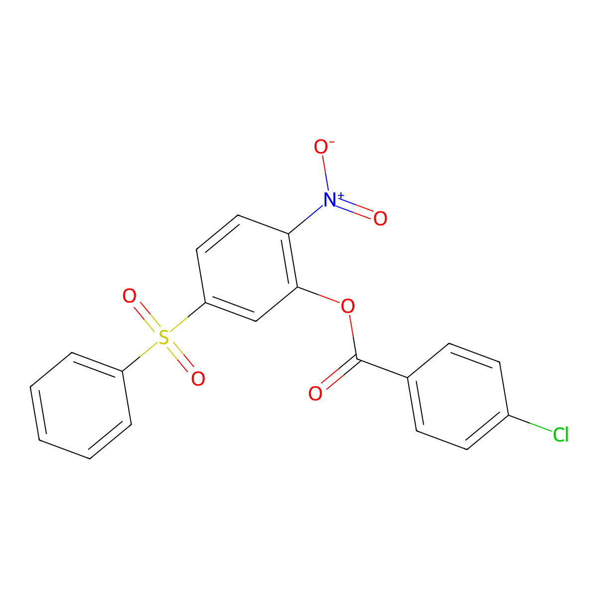 2-Nitro-5-(phenylsulfonyl)phenyl 4-chlorobenzoate molecular structure, CAS 219793-45-0