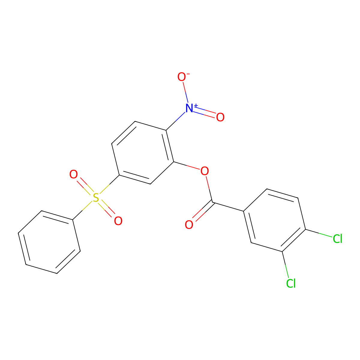 2-Nitro-5-(phenylsulfonyl)phenyl 3,4-dichlorobenzoate molecular structure, CAS 219793-46-1