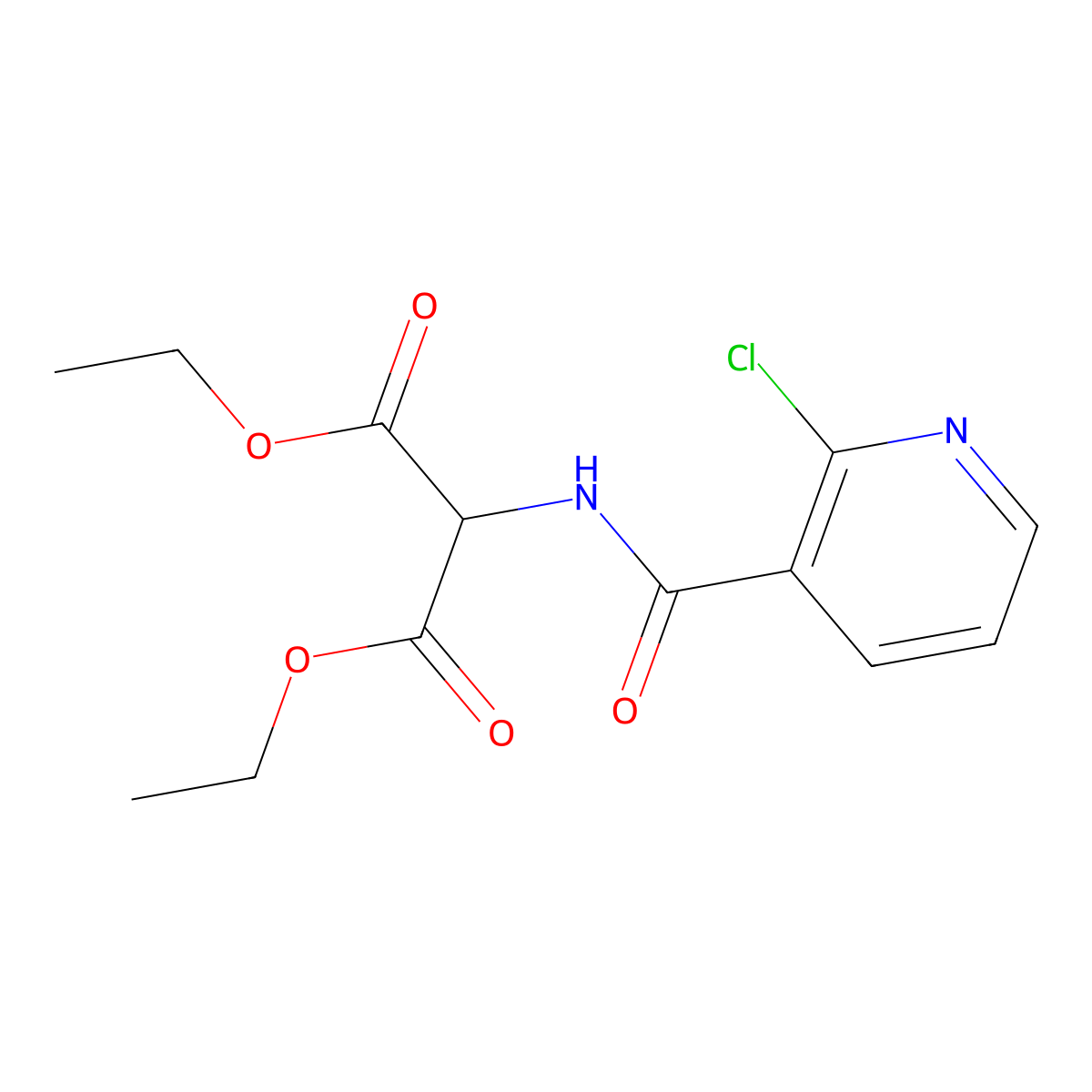 Diethyl 2-([(2-chloro-3-pyridyl)carbonyl]amino)malonate molecular structure, CAS 219793-85-8