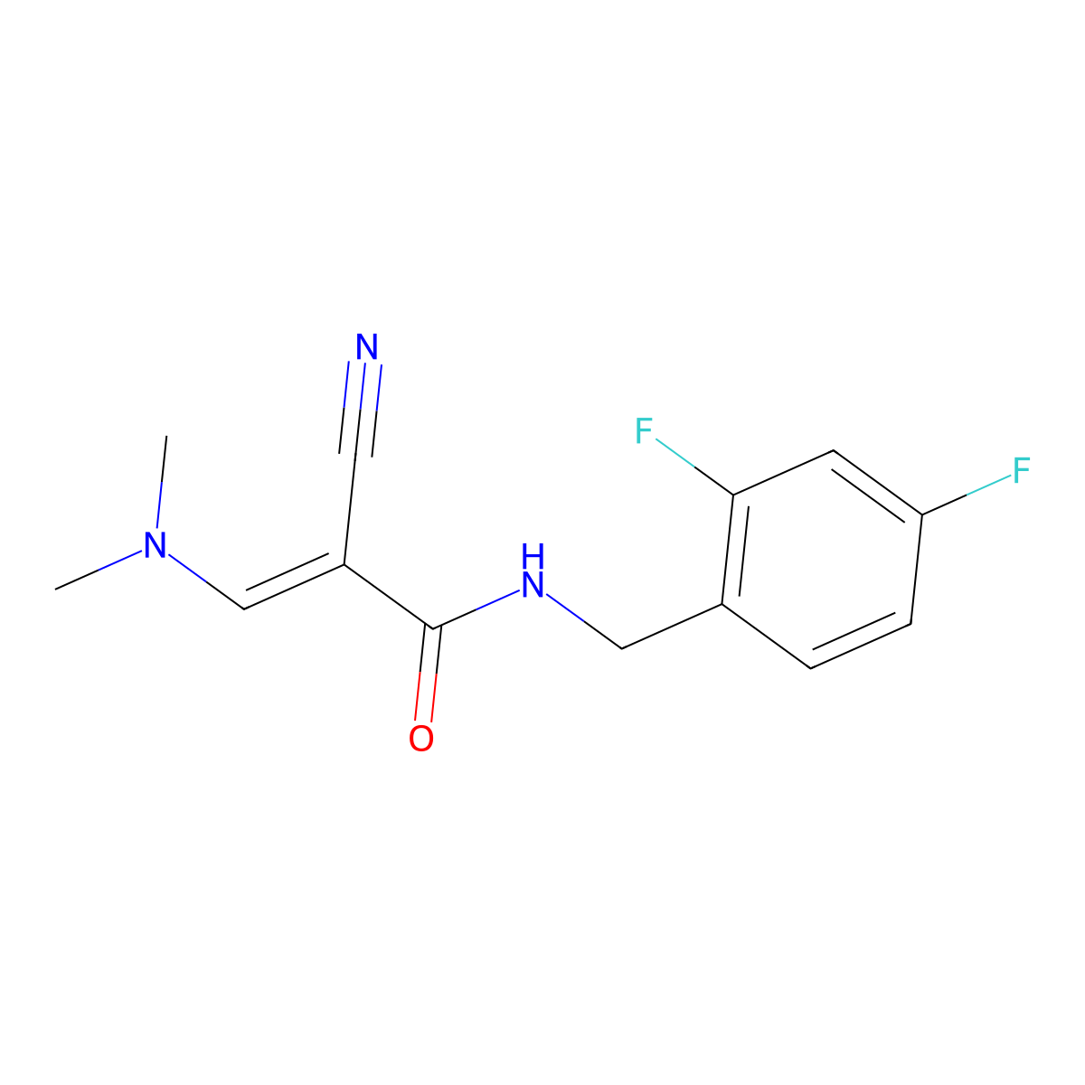 2-Cyano-N-((2,4-difluorophenyl)methyl)-3-(dimethylamino)-2-propenamide molecular structure, CAS 219793-96-1