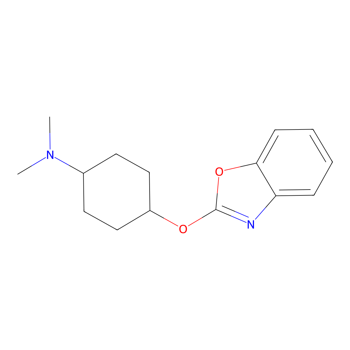 4-(1,3-benzoxazol-2-yloxy)-N,N-dimethylcyclohexan-1-amine molecular structure, CAS 2197938-22-8