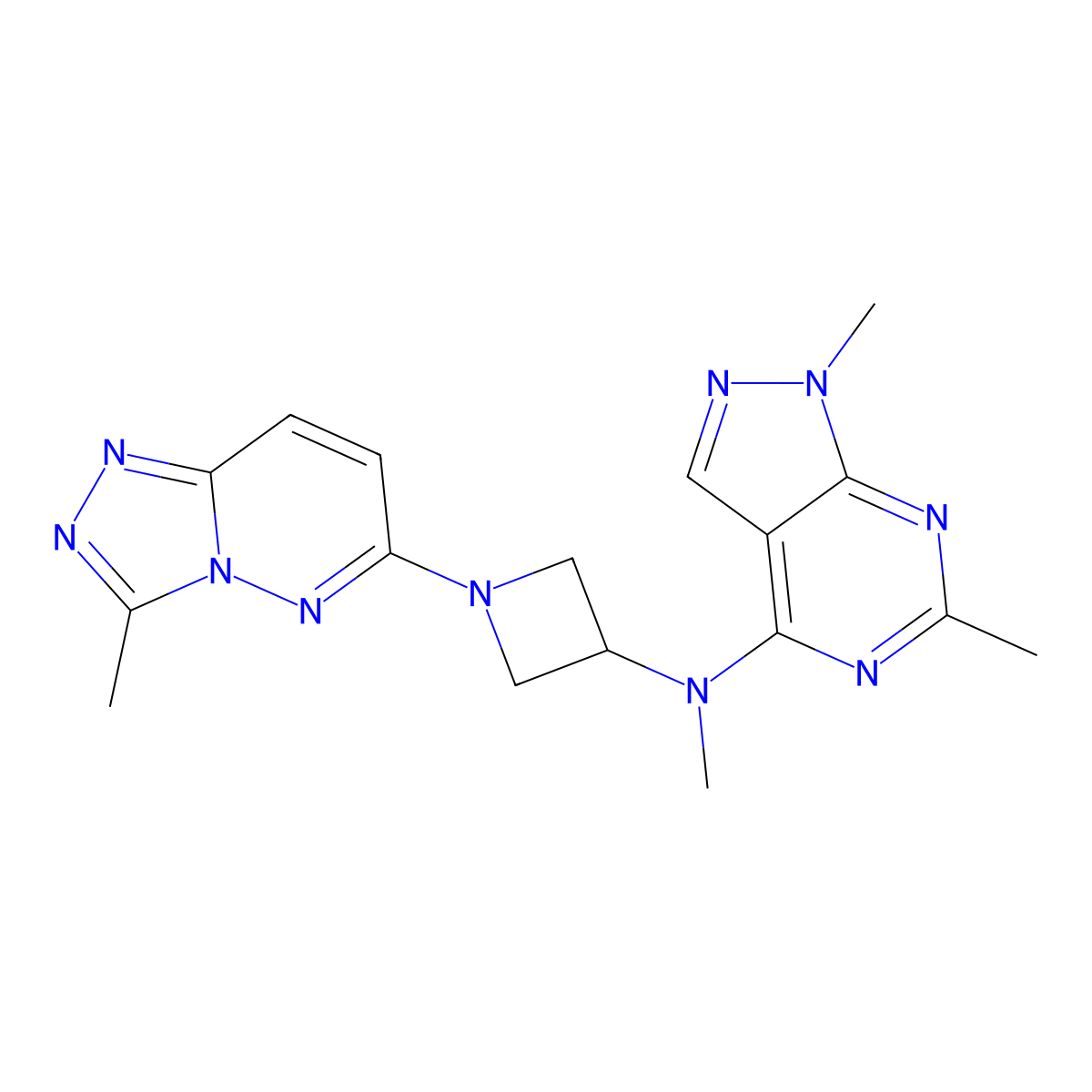 N-{1,6-dimethyl-1H-pyrazolo[3,4-d]pyrimidin-4-yl}-N-methyl-1-{3-methyl-[1,2,4]triazolo[4,3-b]pyridazin-6-yl}azetidin-3-amine molecular structure, CAS 2197940-79-5