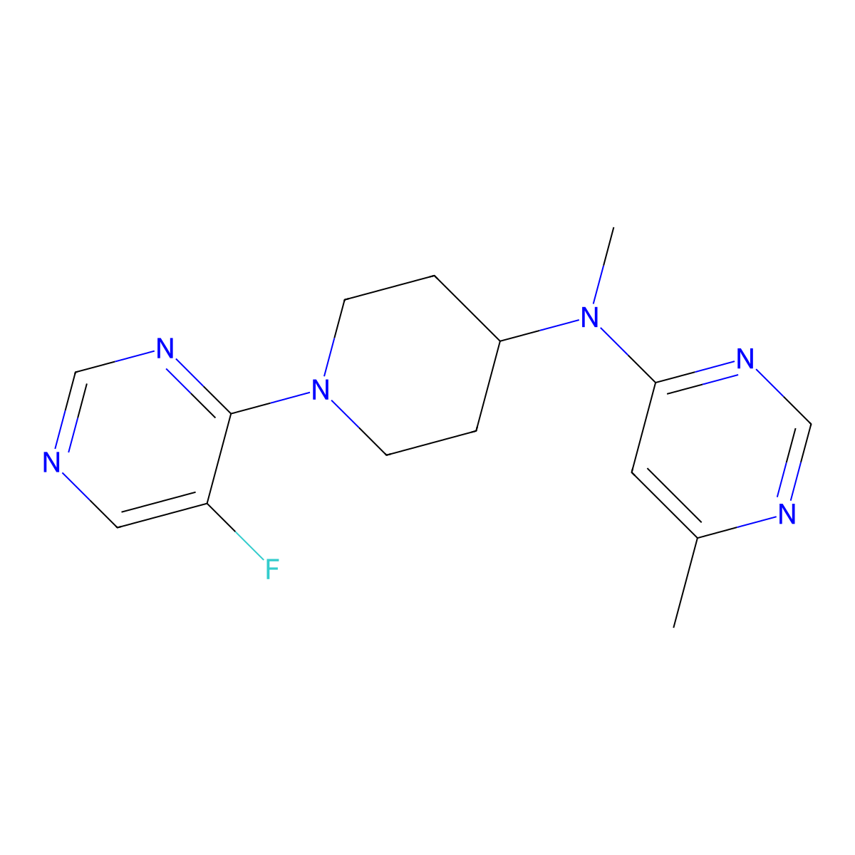 N-[1-(5-fluoropyrimidin-4-yl)piperidin-4-yl]-N,6-dimethylpyrimidin-4-amine molecular structure, CAS 2197996-20-4