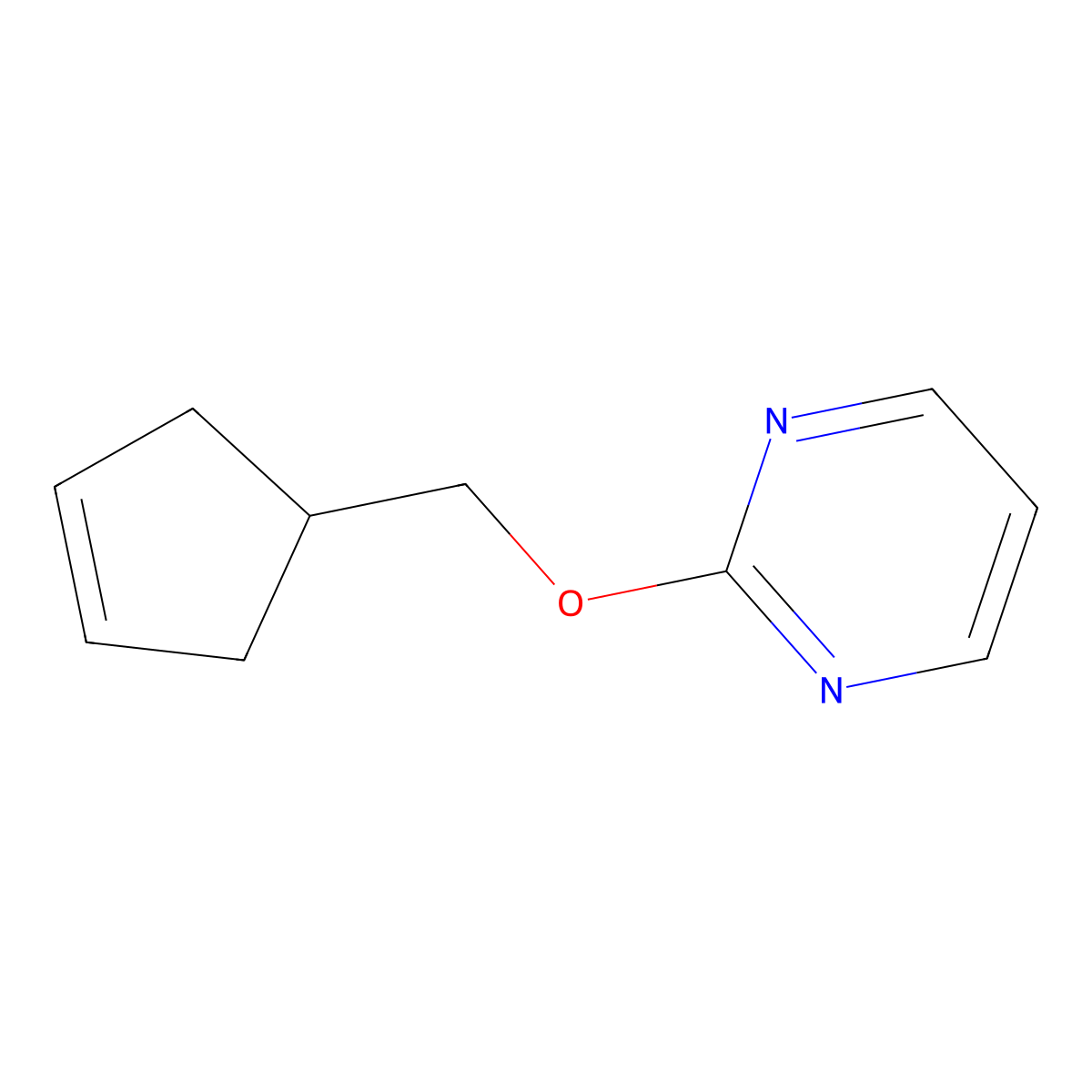 2-[(Cyclopent-3-en-1-yl)methoxy]pyrimidine molecular structure, CAS 2197996-92-0