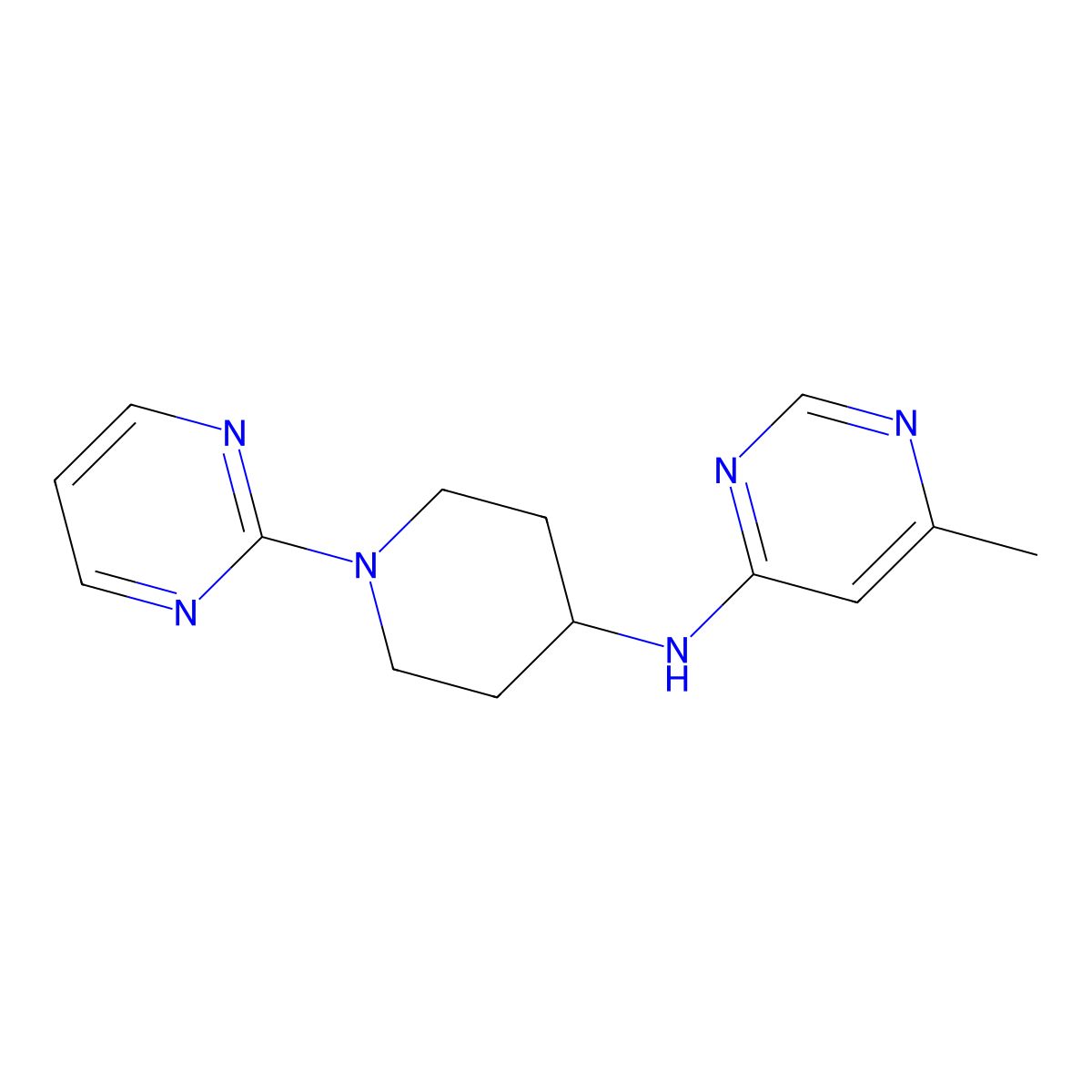 6-methyl-N-[1-(pyrimidin-2-yl)piperidin-4-yl]pyrimidin-4-amine molecular structure, CAS 2197997-03-6