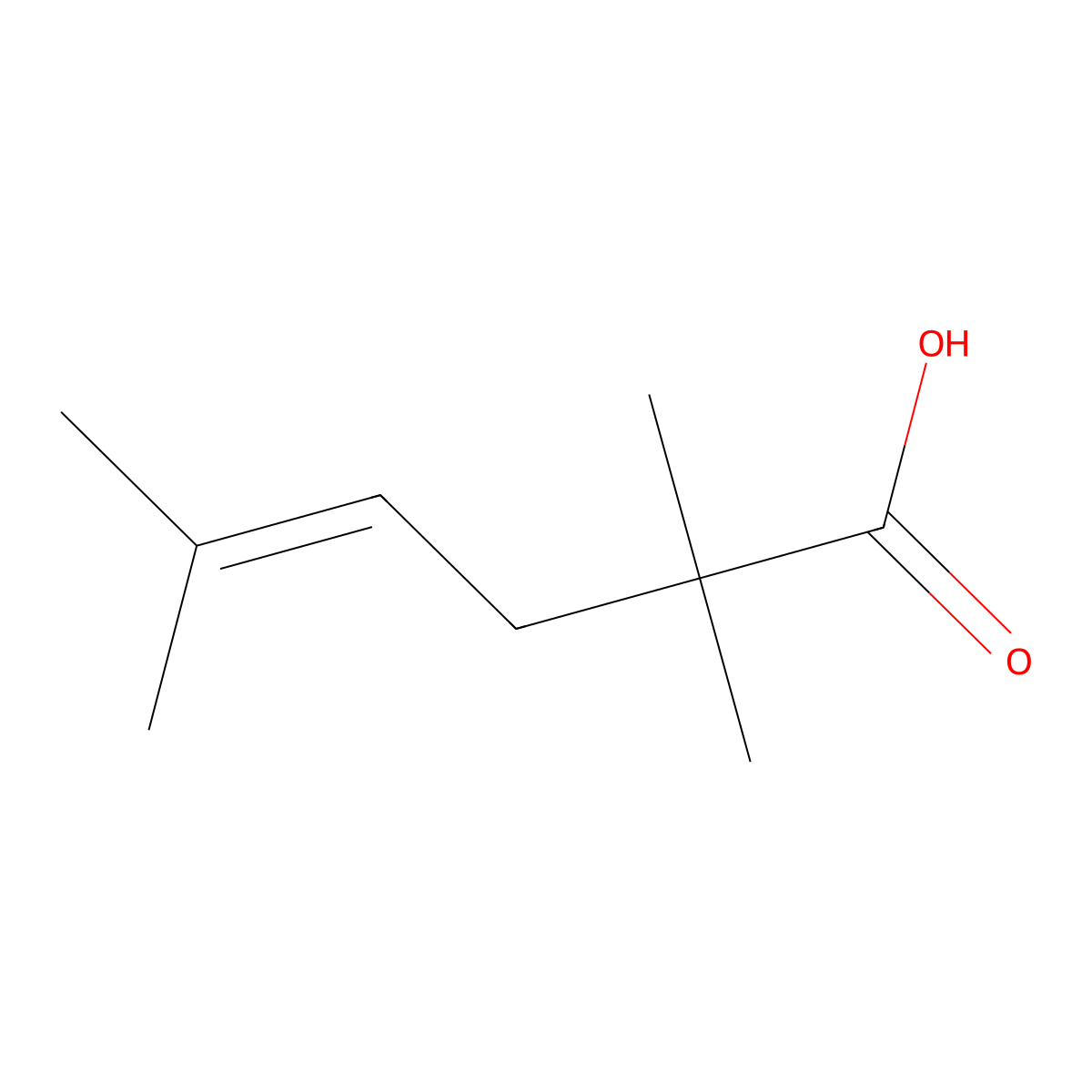2,2,5-Trimethylhex-4-enoic acid molecular structure, CAS 2198-82-5