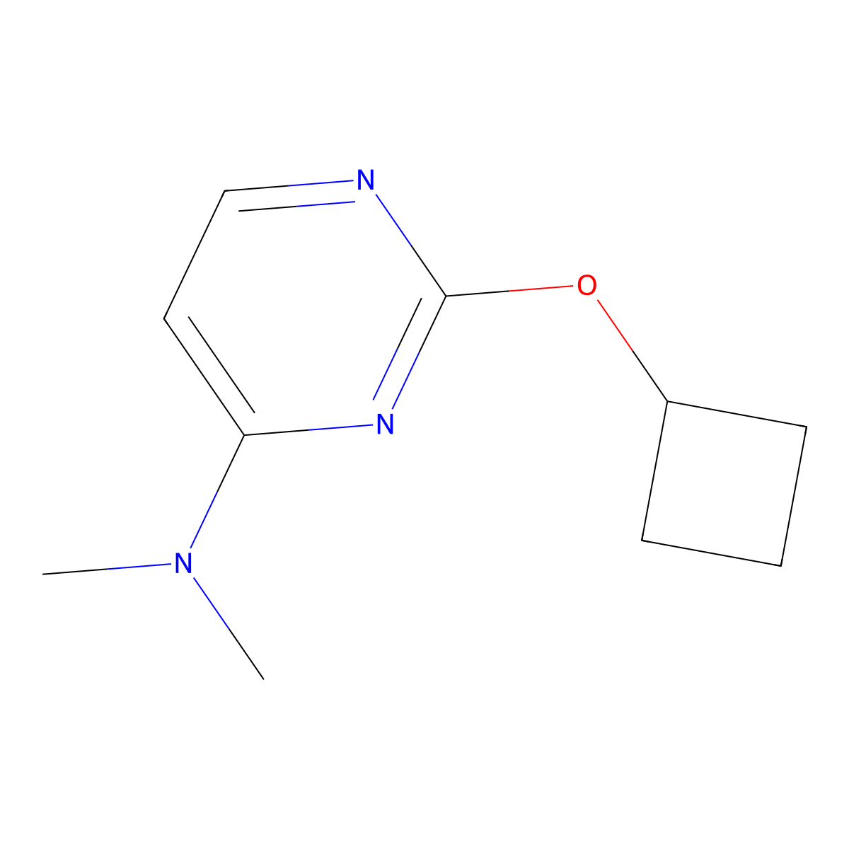 2-cyclobutoxy-N,N-dimethylpyrimidin-4-amine molecular structure, CAS 2198019-13-3