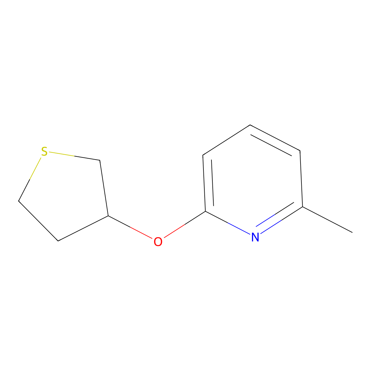 2-Methyl-6-(thiolan-3-yloxy)pyridine molecular structure, CAS 2198019-90-6