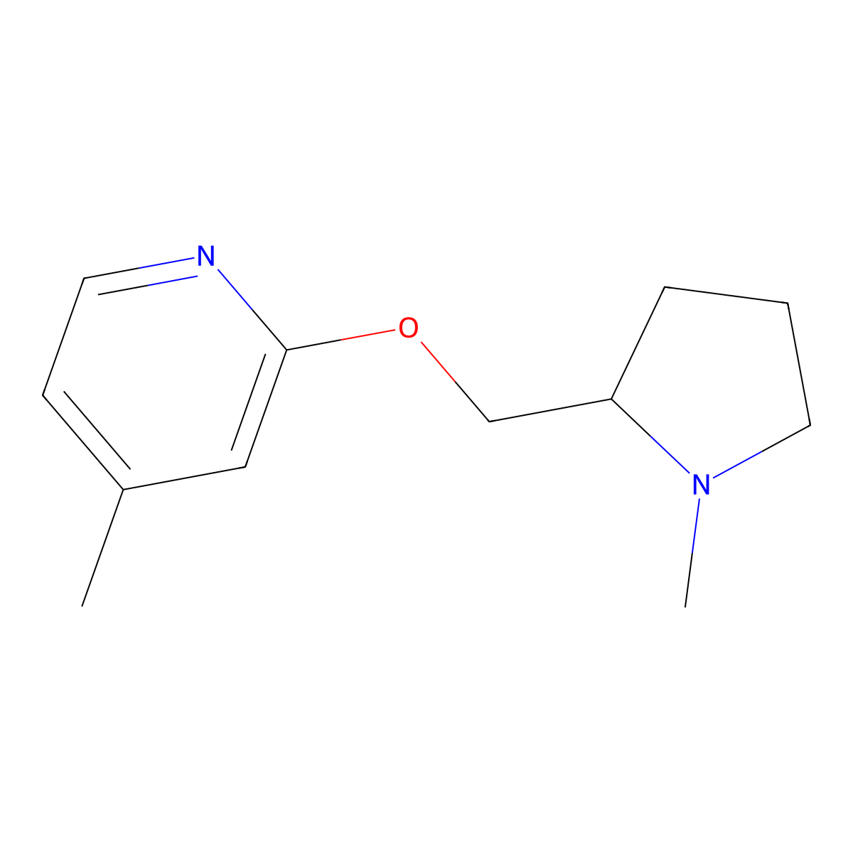 4-Methyl-2-[(1-methylpyrrolidin-2-yl)methoxy]pyridine molecular structure, CAS 2198020-02-7