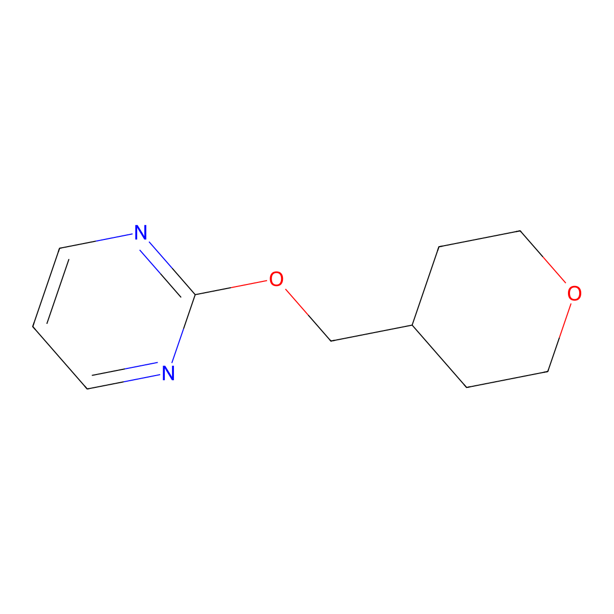 2-[(Oxan-4-yl)methoxy]pyrimidine molecular structure, CAS 2198020-42-5