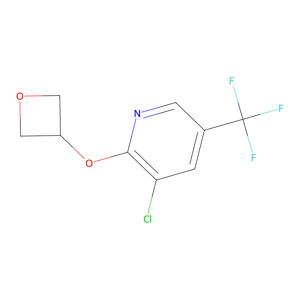 3-Chloro-2-(oxetan-3-yloxy)-5-(trifluoromethyl)pyridine molecular structure, CAS 2198020-43-6