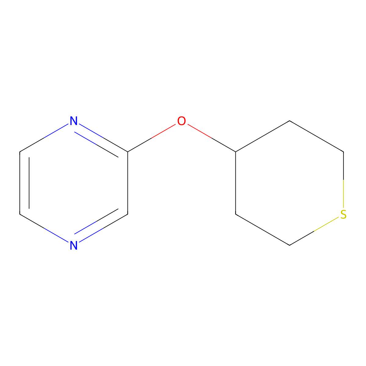 2-(Thian-4-yloxy)pyrazine molecular structure, CAS 2198020-56-1