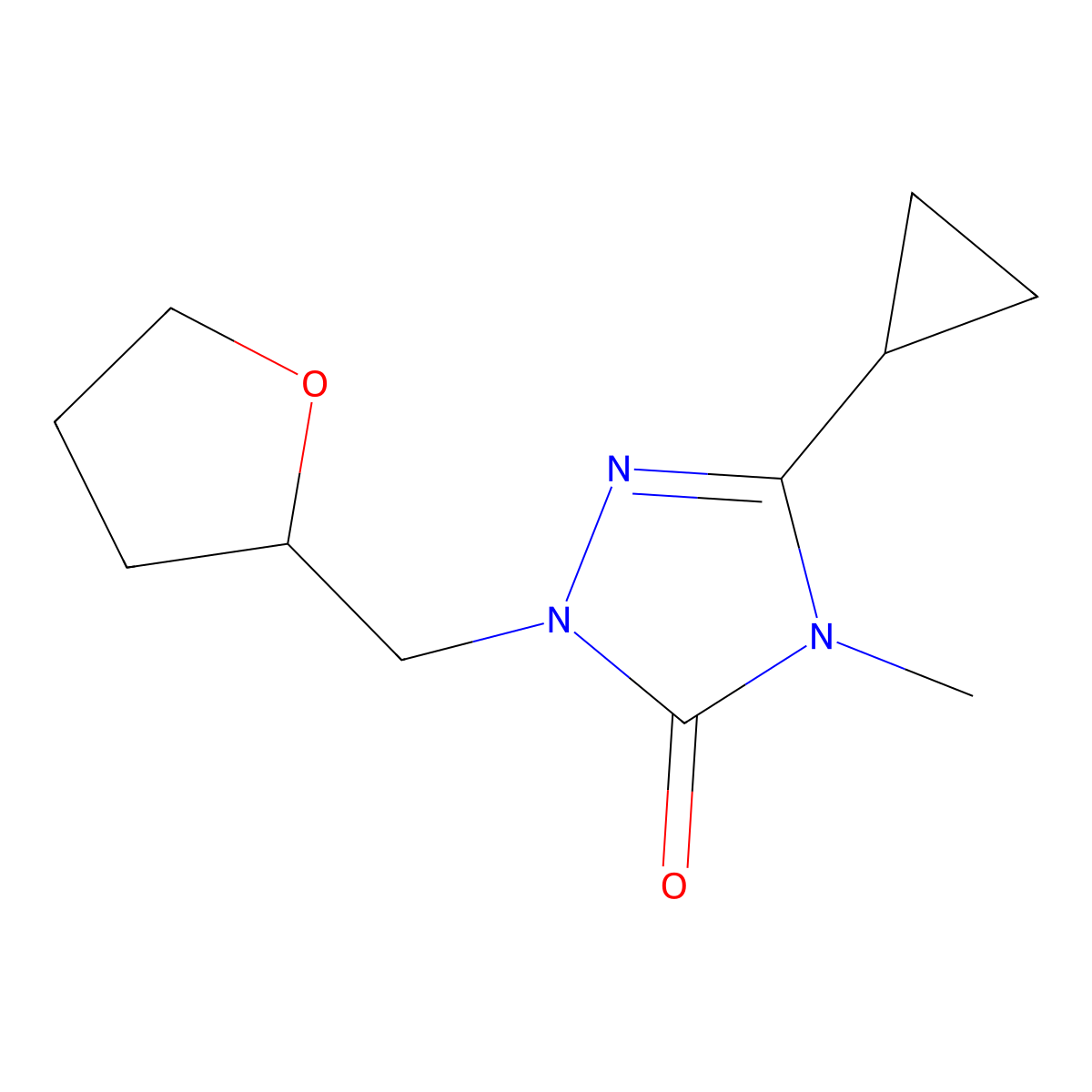 3-cyclopropyl-4-methyl-1-[(oxolan-2-yl)methyl]-4,5-dihydro-1H-1,2,4-triazol-5-one molecular structure, CAS 2198020-82-3