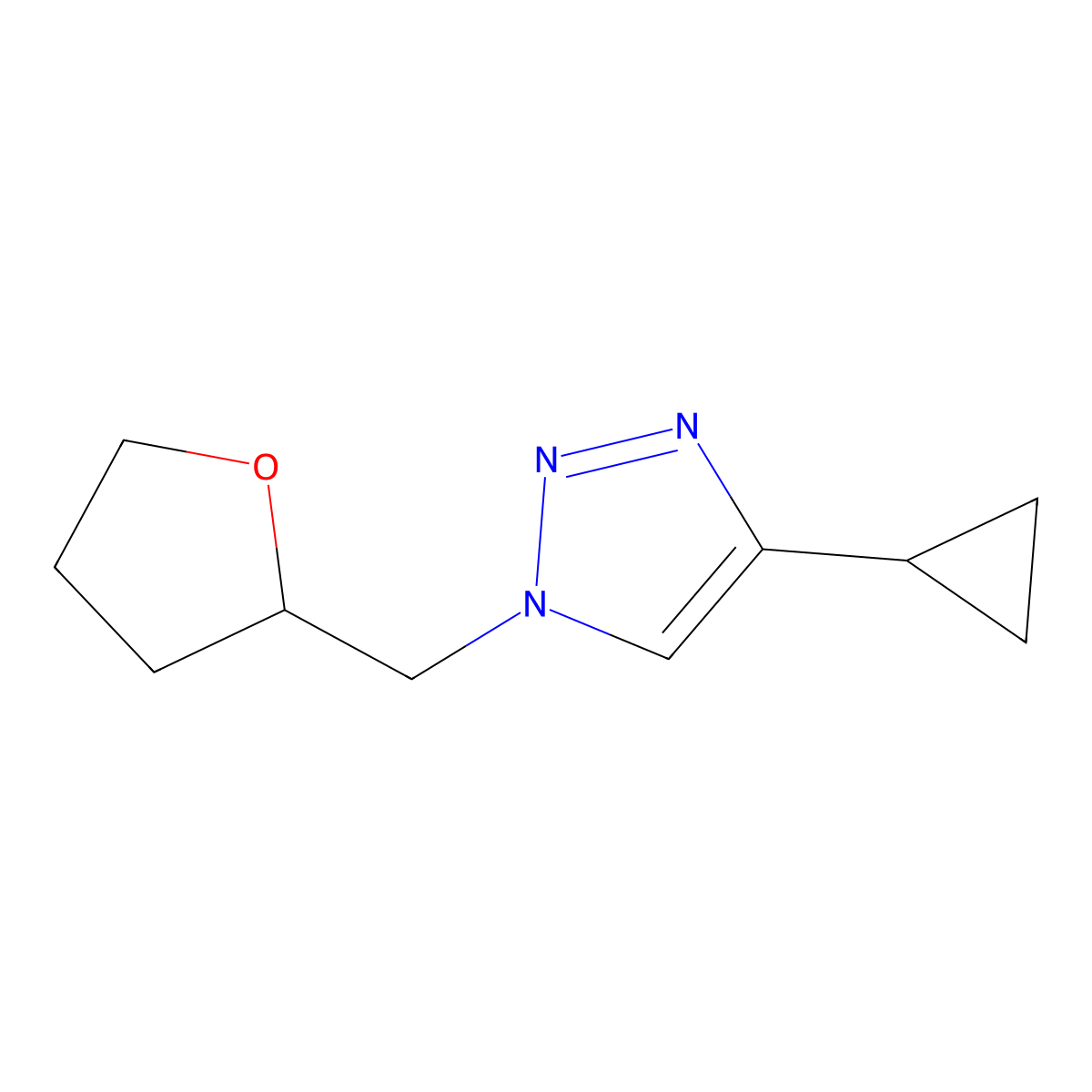 4-cyclopropyl-1-[(oxolan-2-yl)methyl]-1H-1,2,3-triazole molecular structure, CAS 2198021-29-1