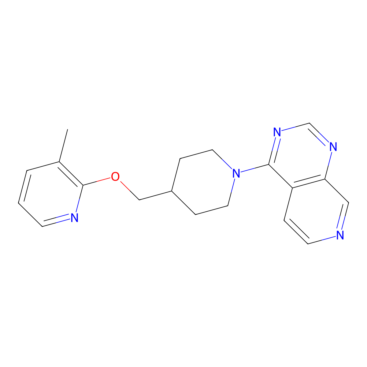 3-Methyl-2-[(1-{pyrido[3,4-d]pyrimidin-4-yl}piperidin-4-yl)methoxy]pyridine molecular structure, CAS 2198022-06-7
