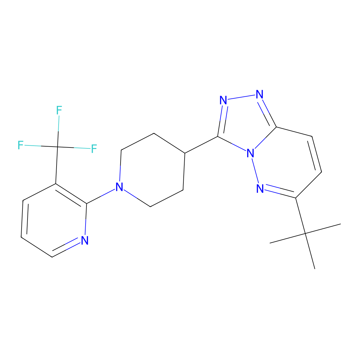 2-(4-{6-Tert-butyl-[1,2,4]triazolo[4,3-b]pyridazin-3-yl}piperidin-1-yl)-3-(trifluoromethyl)pyridine molecular structure, CAS 2198023-33-3