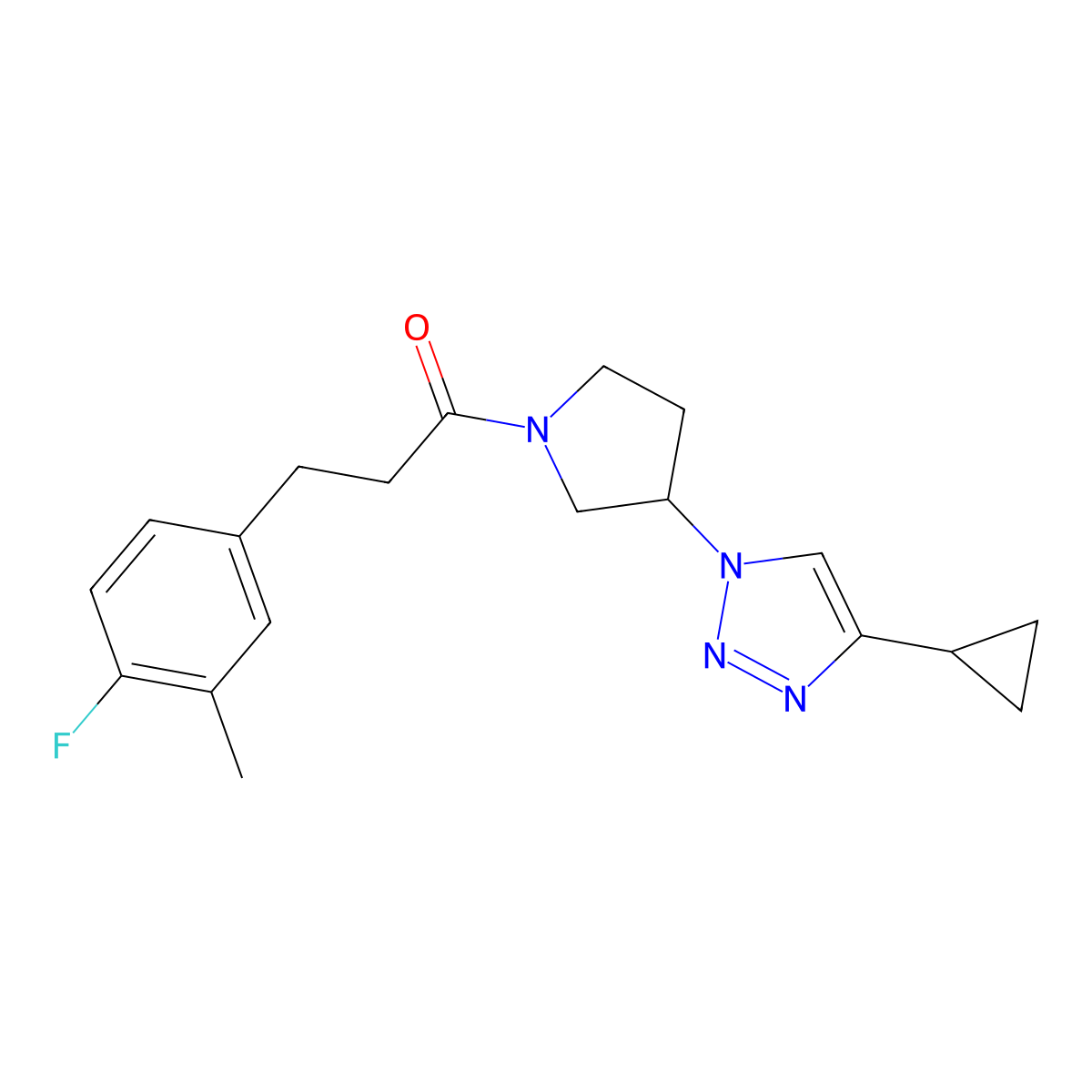 1-[3-(4-cyclopropyl-1H-1,2,3-triazol-1-yl)pyrrolidin-1-yl]-3-(4-fluoro-3-methylphenyl)propan-1-one molecular structure, CAS 2198024-19-8