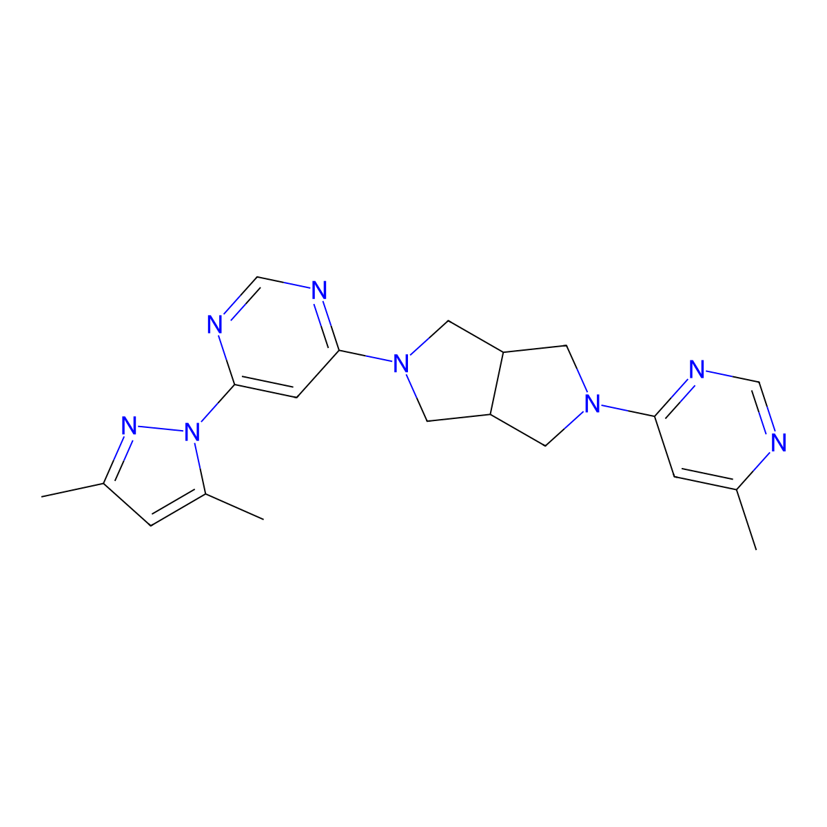 4-(3,5-dimethyl-1H-pyrazol-1-yl)-6-[5-(6-methylpyrimidin-4-yl)-octahydropyrrolo[3,4-c]pyrrol-2-yl]pyrimidine molecular structure, CAS 2198028-39-4