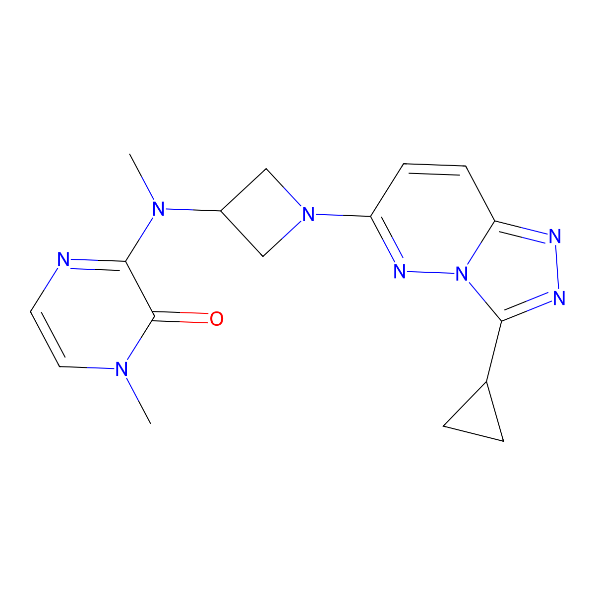 3-[(1-{3-Cyclopropyl-[1,2,4]triazolo[4,3-b]pyridazin-6-yl}azetidin-3-yl)(methyl)amino]-1-methyl-1,2-dihydropyrazin-2-one molecular structure, CAS 2198051-85-1