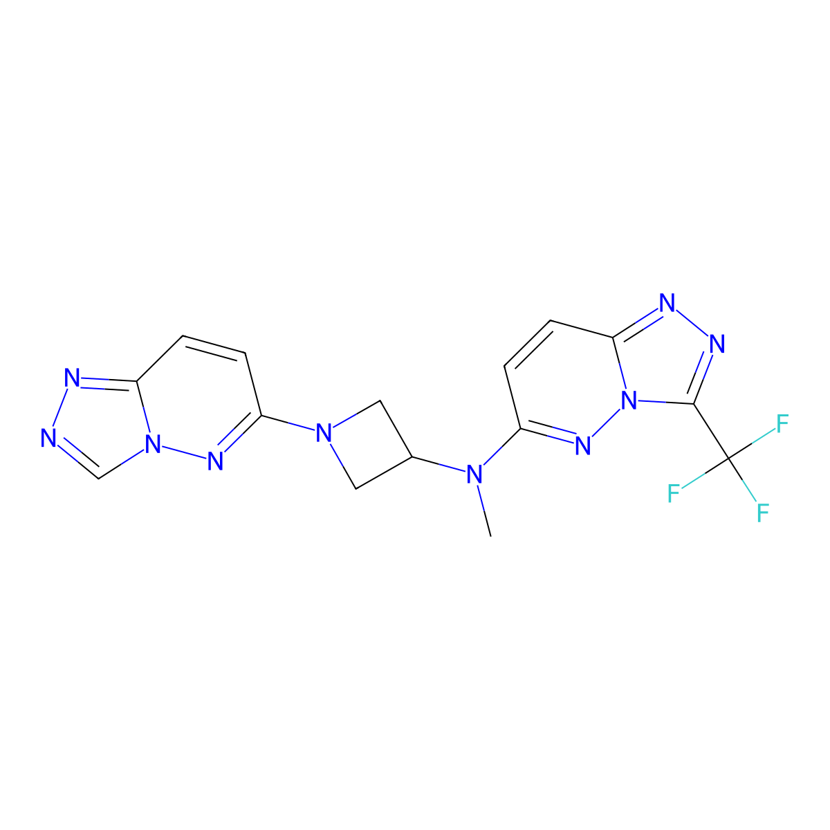N-methyl-1-{[1,2,4]triazolo[4,3-b]pyridazin-6-yl}-N-[3-(trifluoromethyl)-[1,2,4]triazolo[4,3-b]pyridazin-6-yl]azetidin-3-amine molecular structure, CAS 2198054-82-7