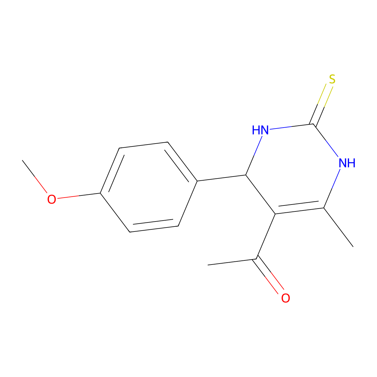 1-[4-(4-methoxyphenyl)-6-methyl-2-sulfanylidene-3,4-dihydro-1H-pyrimidin-5-yl]ethanone molecular structure, CAS 219806-93-6