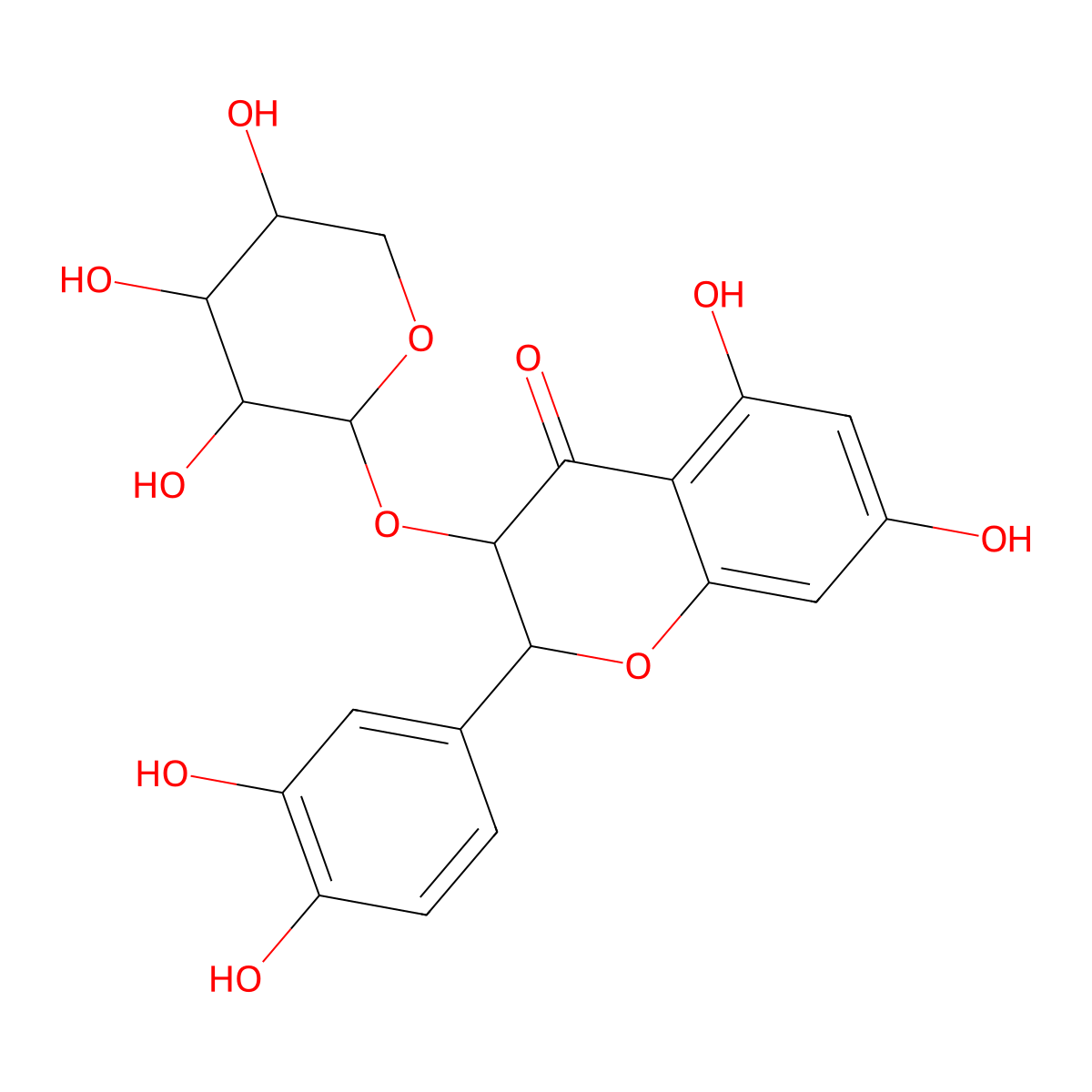 (+)-taxifolin 3-O-alpha-L-arabinopyranoside molecular structure, CAS 219808-20-5