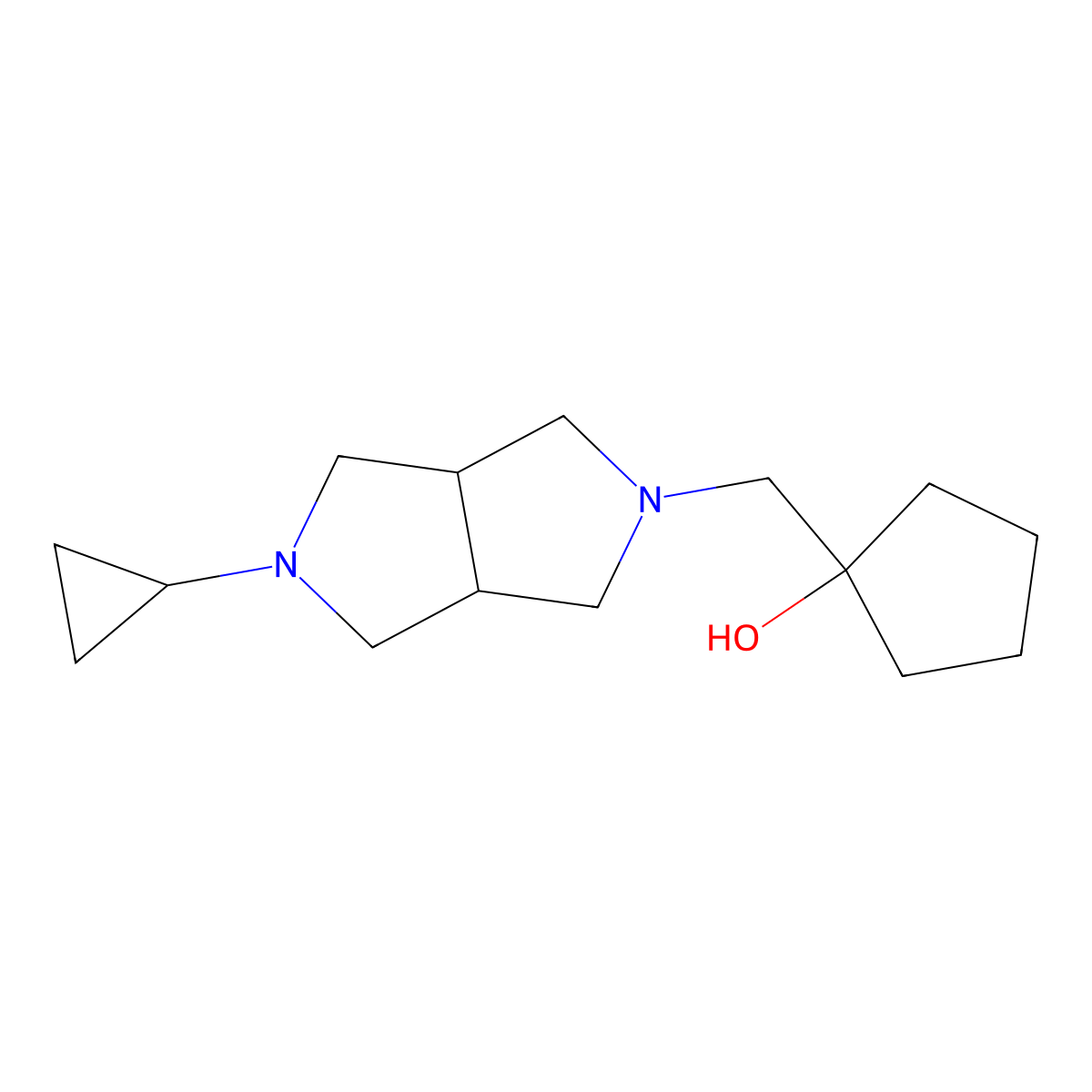 1-((5-cyclopropylhexahydropyrrolo[3,4-c]pyrrol-2(1H)-yl)methyl)cyclopentanol molecular structure, CAS 2198083-44-0