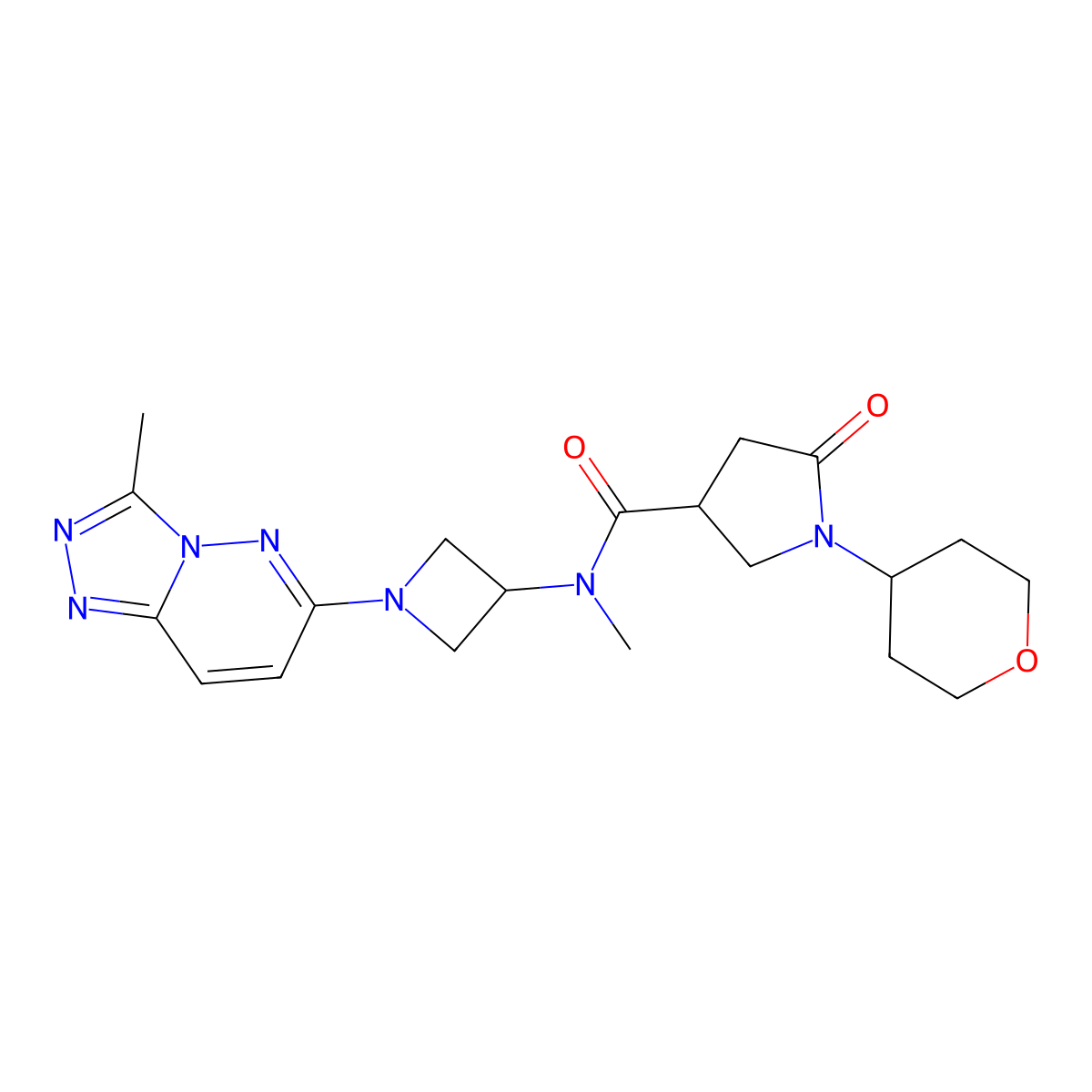 N-methyl-N-(1-{3-methyl-[1,2,4]triazolo[4,3-b]pyridazin-6-yl}azetidin-3-yl)-1-(oxan-4-yl)-5-oxopyrrolidine-3-carboxamide molecular structure, CAS 2198084-97-6
