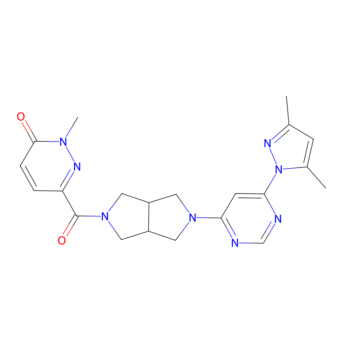 6-{5-[6-(3,5-dimethyl-1H-pyrazol-1-yl)pyrimidin-4-yl]-octahydropyrrolo[3,4-c]pyrrole-2-carbonyl}-2-methyl-2,3-dihydropyridazin-3-one molecular structure, CAS 2198086-00-7