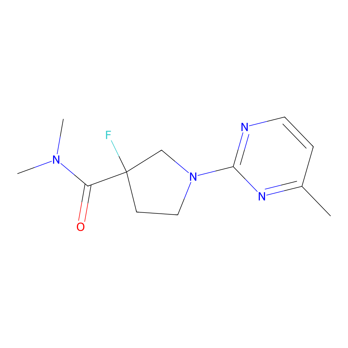 3-fluoro-N,N-dimethyl-1-(4-methylpyrimidin-2-yl)pyrrolidine-3-carboxamide molecular structure, CAS 2198093-02-4
