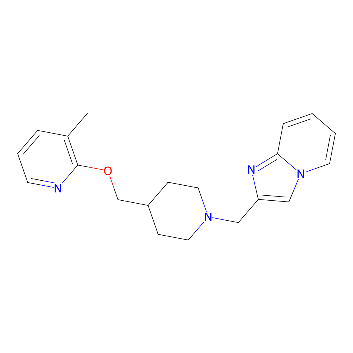2-{[1-({Imidazo[1,2-a]pyridin-2-yl}methyl)piperidin-4-yl]methoxy}-3-methylpyridine molecular structure, CAS 2198094-68-5