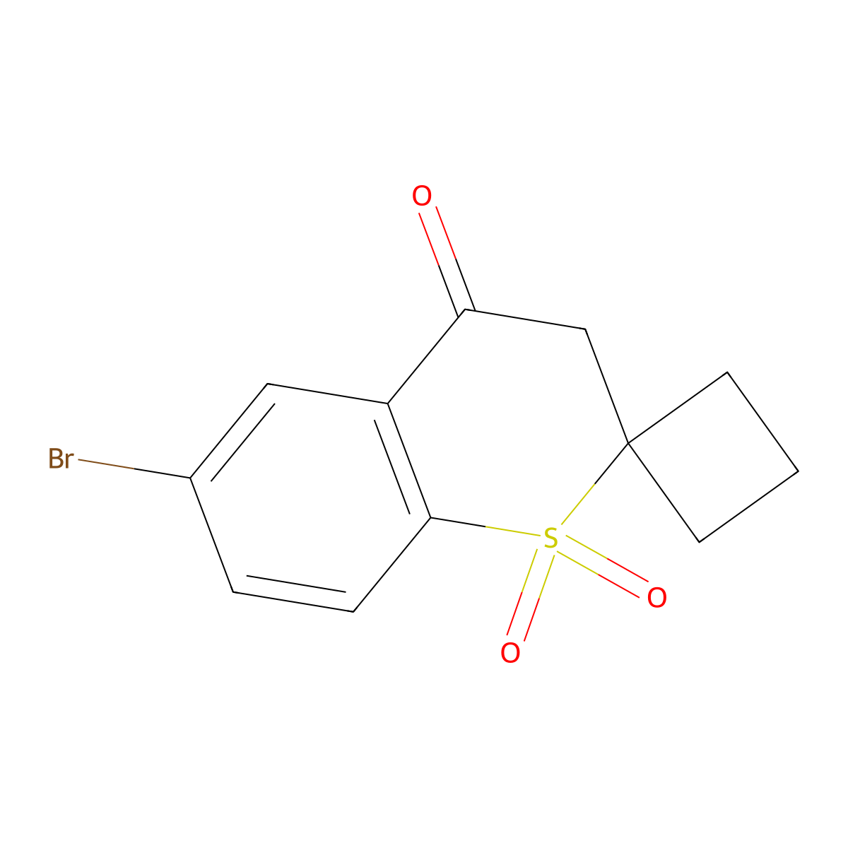 6'-Bromospiro[cyclobutane-1,2'-thiochroman]-4'-one 1',1'-dioxide molecular structure, CAS 2198098-45-0