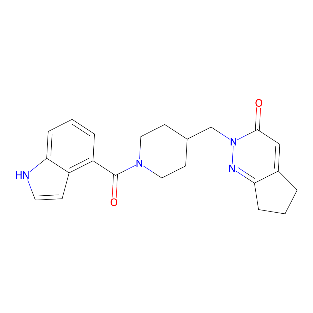 2-{[1-(1H-indole-4-carbonyl)piperidin-4-yl]methyl}-2H,3H,5H,6H,7H-cyclopenta[c]pyridazin-3-one molecular structure, CAS 2198105-13-2