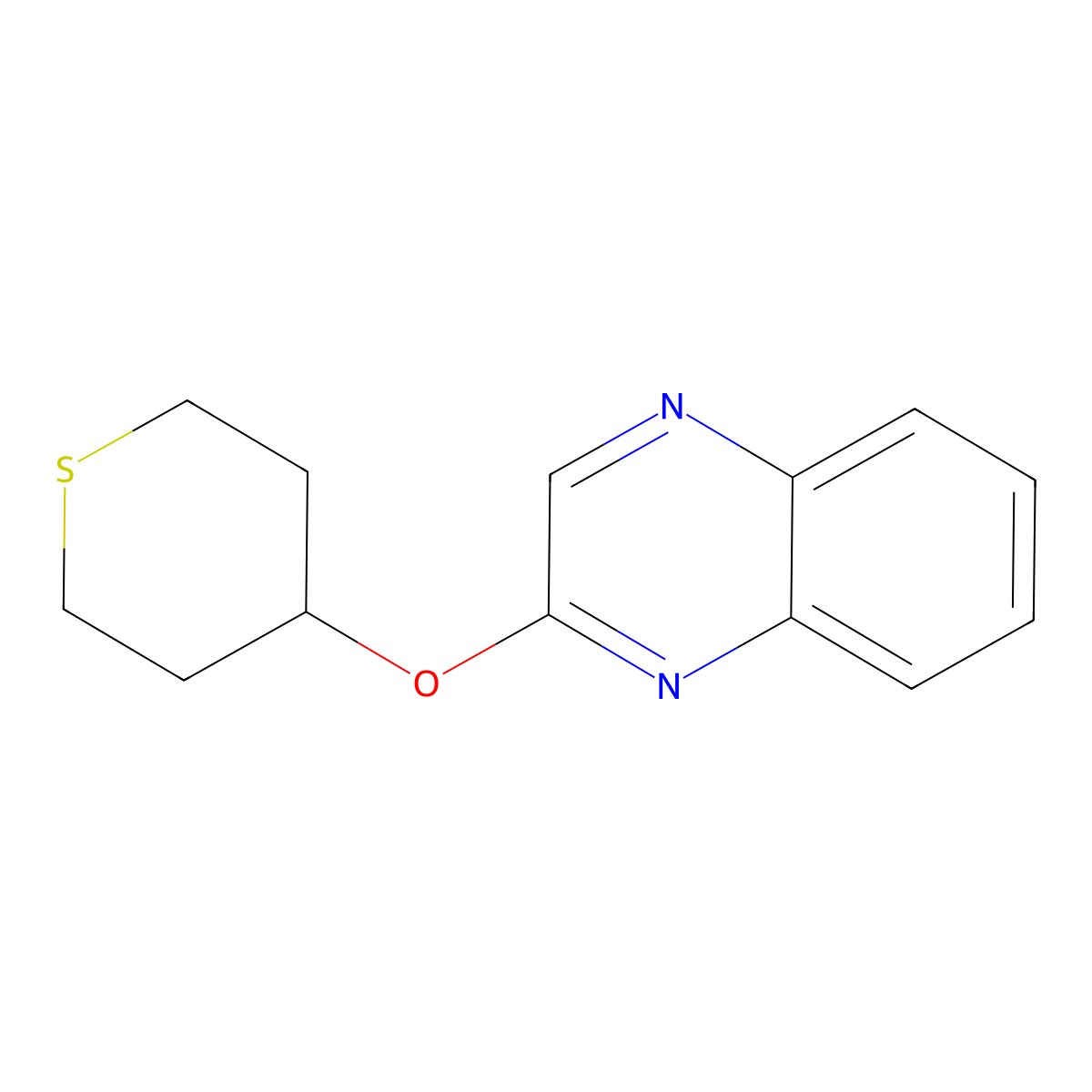 2-(Thian-4-yloxy)quinoxaline molecular structure, CAS 2198125-95-8