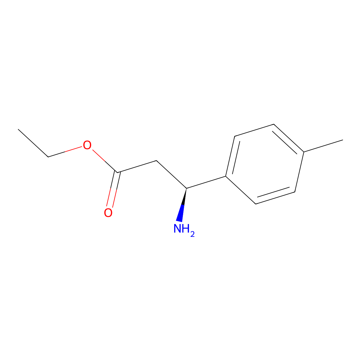 ethyl (3S)-3-amino-3-(4-methylphenyl)propanoate molecular structure, CAS 219813-90-8