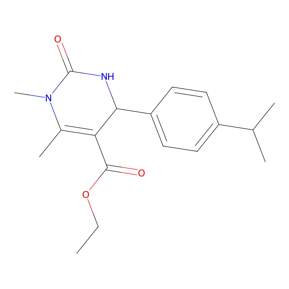 Ethyl 4-(4-isopropylphenyl)-1,6-dimethyl-2-oxo-1,2,3,4-tetrahydro-5-pyrimidinecarboxylate molecular structure, CAS 219814-72-9