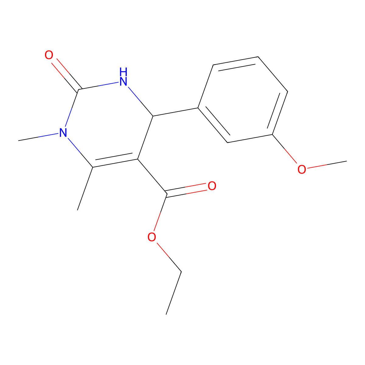 Ethyl 4-(3-methoxyphenyl)-1,6-dimethyl-2-oxo-1,2,3,4-tetrahydro-5-pyrimidinecarboxylate molecular structure, CAS 219814-74-1